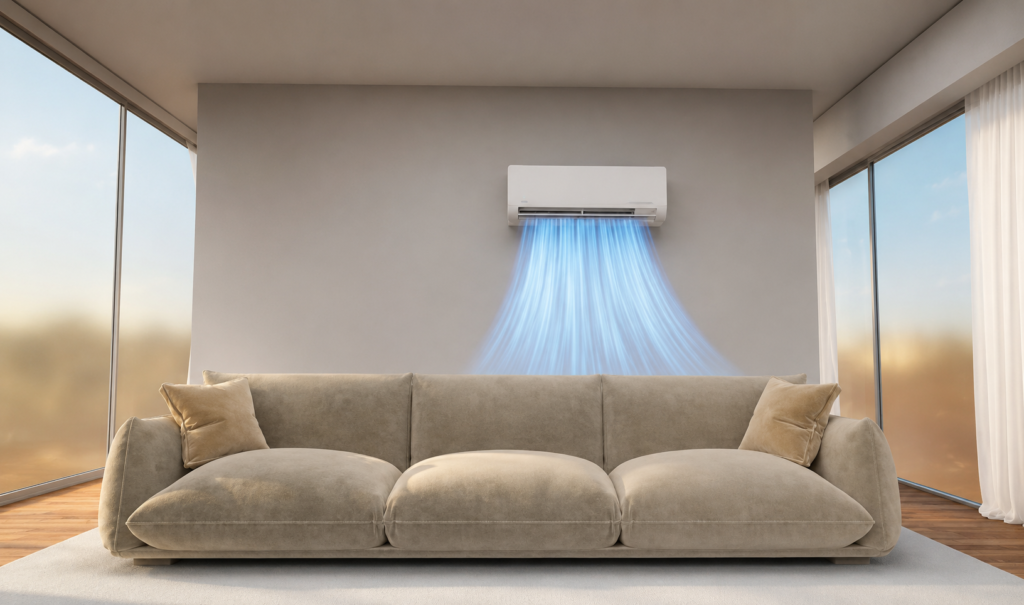 Living con aire acondicionado split encendido